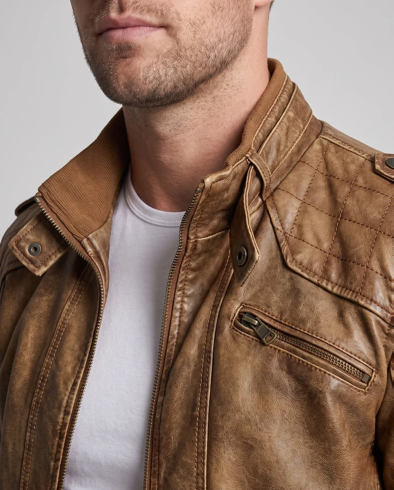 Herren Piloten-Canvas-Jacke mit gesteppter Schulterpartie, Schulterklappen und Reißverschlusstaschen Nord Taschen