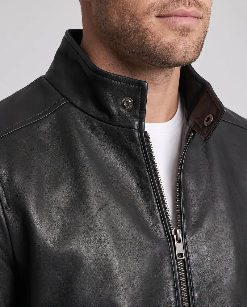 Herren Aviator Kunstlederjacke mit Thermo-Sherpa-Futter und Stehkragen Nord Taschen