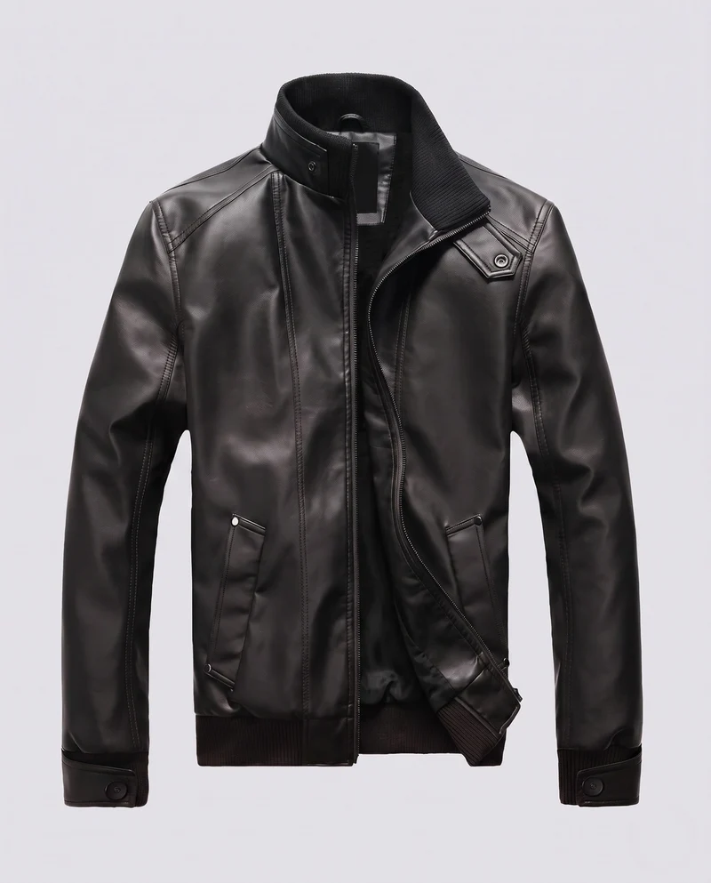 Herren Aviator Kunstlederjacke mit Thermo-Sherpa-Futter und Stehkragen Nord Taschen