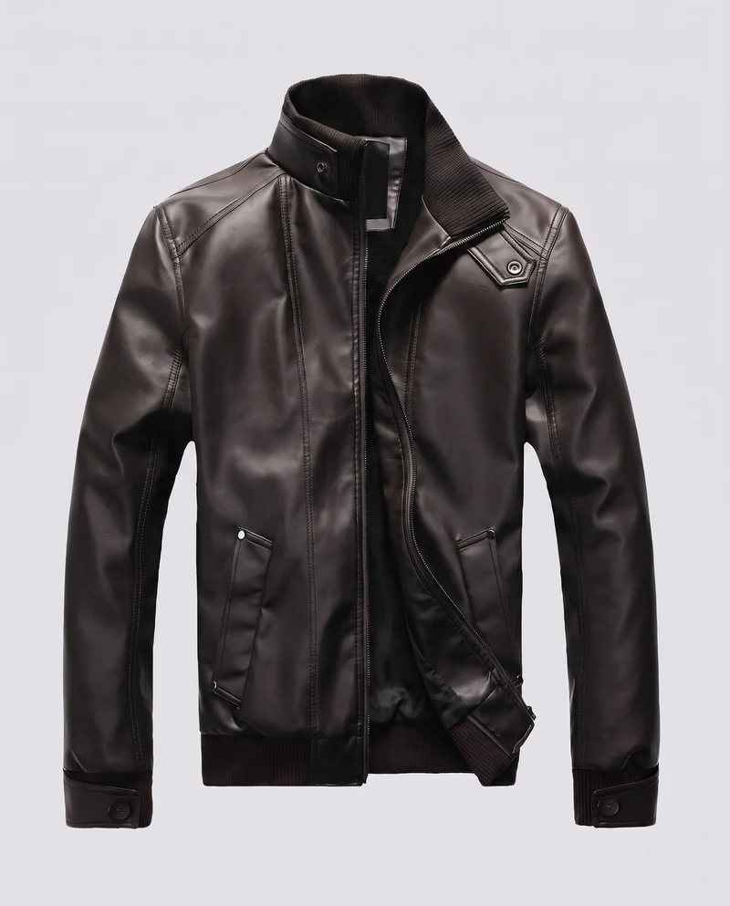 Herren Aviator Kunstlederjacke mit Thermo-Sherpa-Futter und Stehkragen Nord Taschen