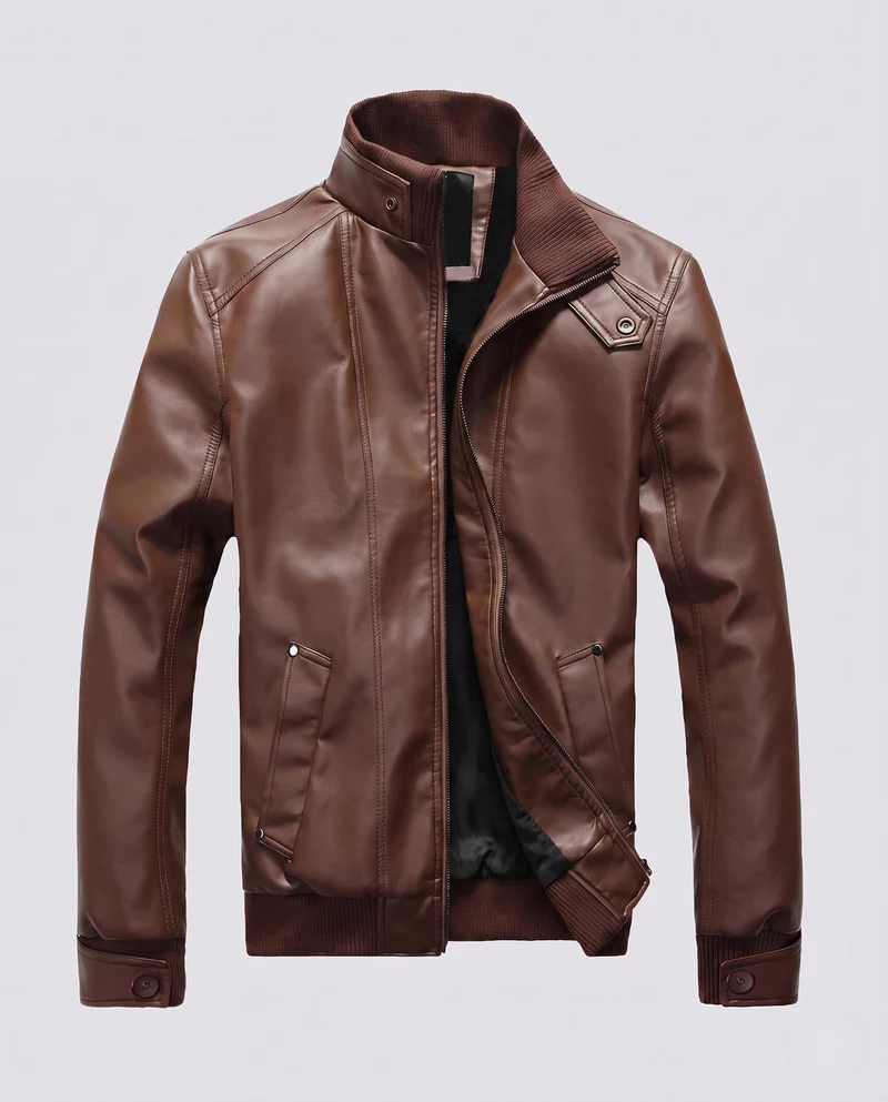 Herren Aviator Kunstlederjacke mit Thermo-Sherpa-Futter und Stehkragen Nord Taschen