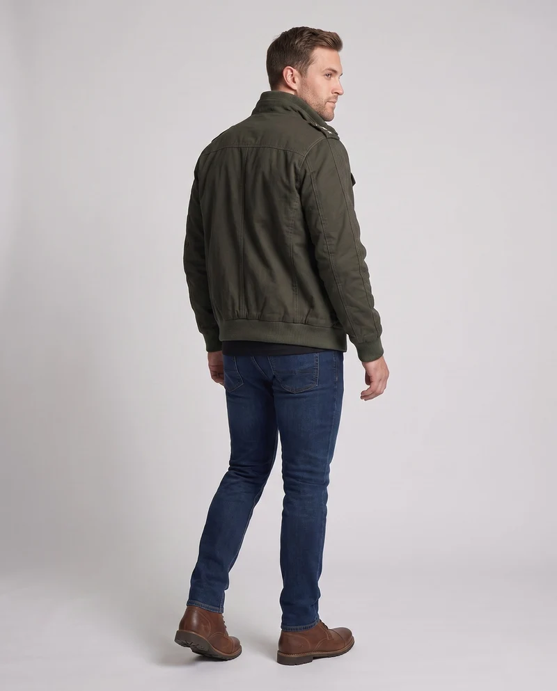 Herren Baumwollfeldjacke im Military-Stil mit Stehkragen, Schulterklappen und mehreren Taschen Nord Taschen