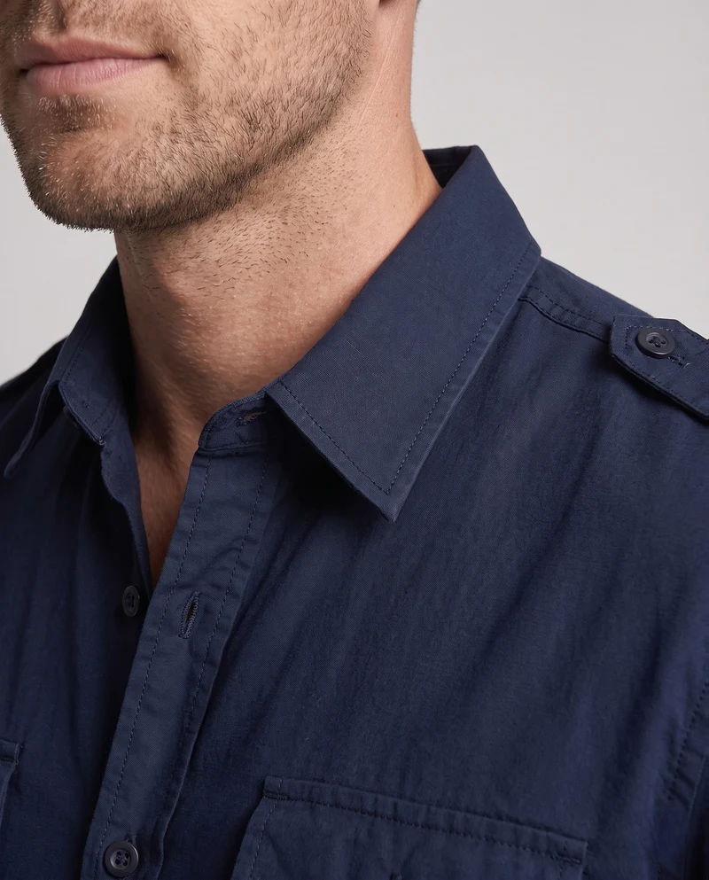 Herren Baumwoll-Übershirt im Feldstil mit Schulterklappen und Brusttaschen Nord Taschen