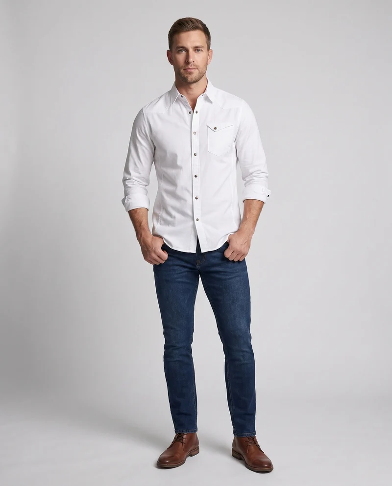 Männer Baumwoll-Overshirt mit Brustklappentasche und lässigem Schnitt Nord Taschen