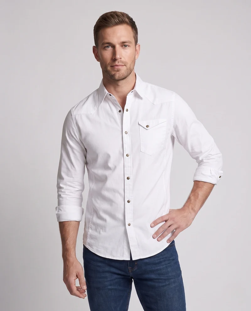 Männer Baumwoll-Overshirt mit Brustklappentasche und lässigem Schnitt Nord Taschen