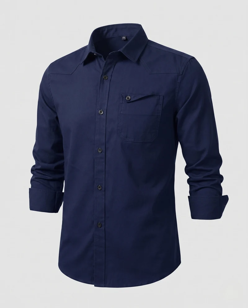 Männer Baumwoll-Overshirt mit Brustklappentasche und lässigem Schnitt Nord Taschen