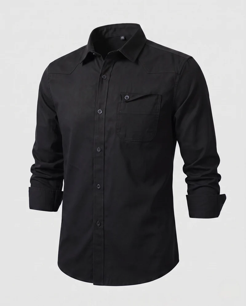 Männer Baumwoll-Overshirt mit Brustklappentasche und lässigem Schnitt Nord Taschen