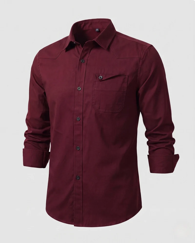 Männer Baumwoll-Overshirt mit Brustklappentasche und lässigem Schnitt Nord Taschen