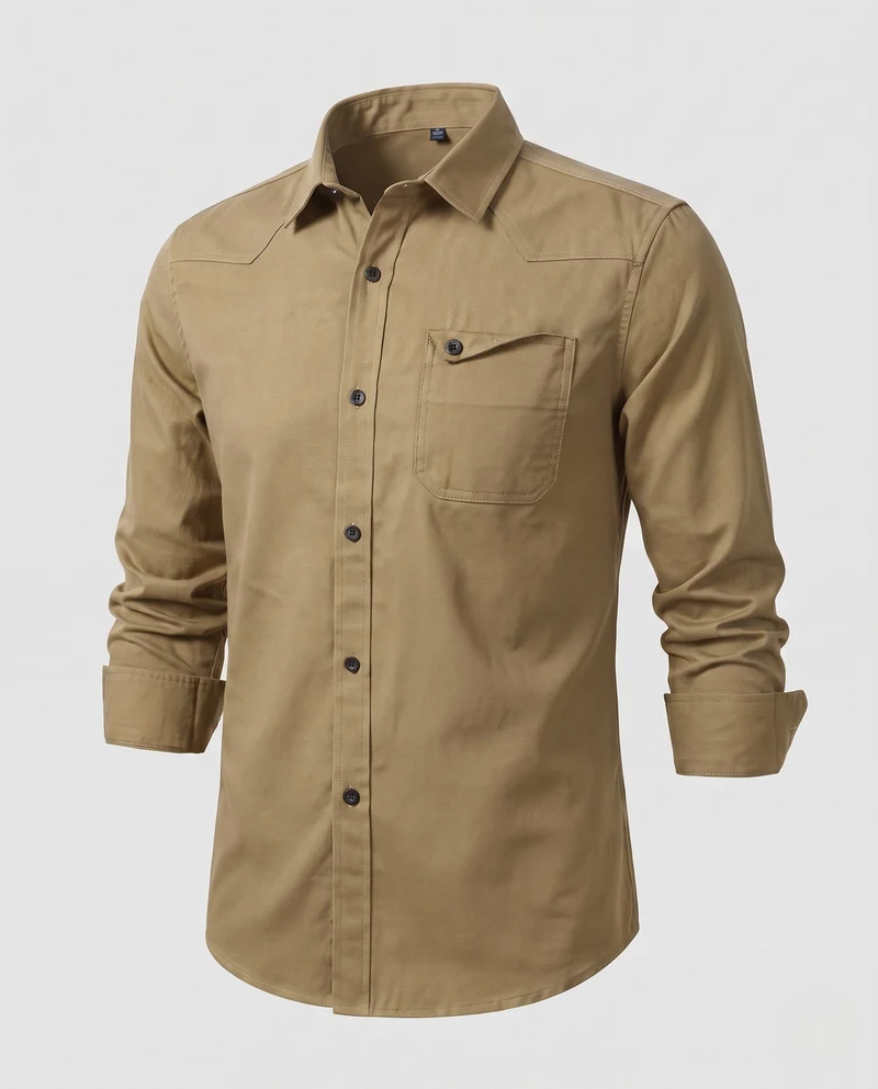Männer Baumwoll-Overshirt mit Brustklappentasche und lässigem Schnitt Nord Taschen
