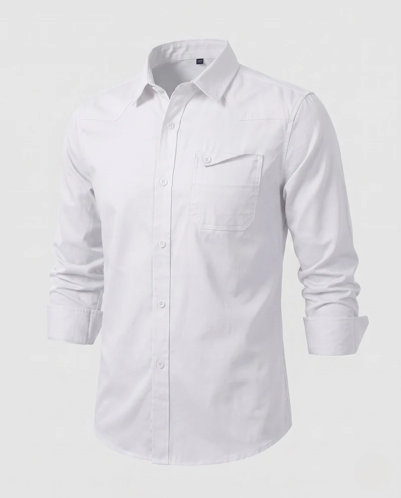 Männer Baumwoll-Overshirt mit Brustklappentasche und lässigem Schnitt Nord Taschen