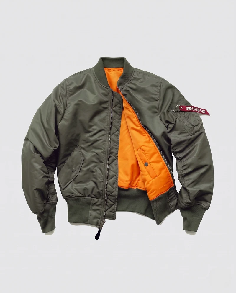 Herren Bomberjacke im Aviator-Stil mit kontrastierendem Innenfutter und Ärmtasche Nord Taschen