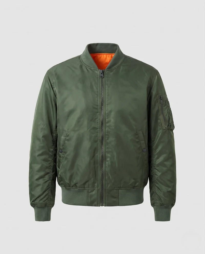 Herren-Pilotjacke im Bomberstil mit kontrastierender Innenauskleidung und Armtasche Nord Taschen