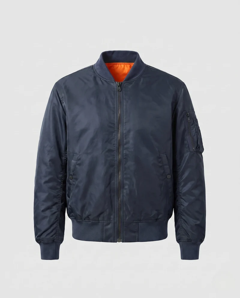 Herren-Pilotjacke im Bomberstil mit kontrastierender Innenauskleidung und Armtasche Nord Taschen