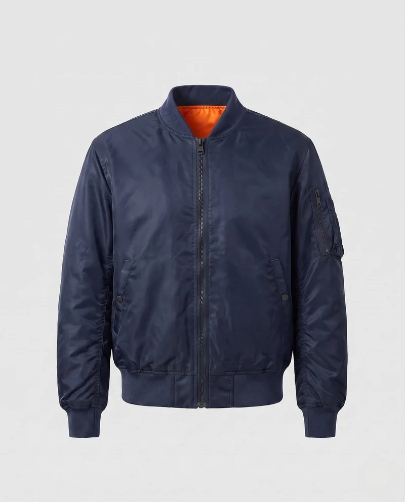 Herren-Pilotjacke im Bomberstil mit kontrastierender Innenauskleidung und Armtasche Nord Taschen