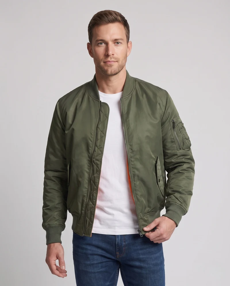 Herren Bomberjacke Pilotenjacke mit wärmendem Thermofutter und Utility-Tasche am Ärmel Nord Taschen
