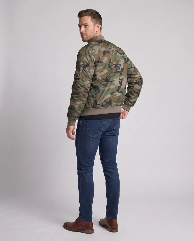 Herren Camouflage Flug-Bomberjacke mit Utility-Armtasche und gerippten Bündchen Nord Taschen