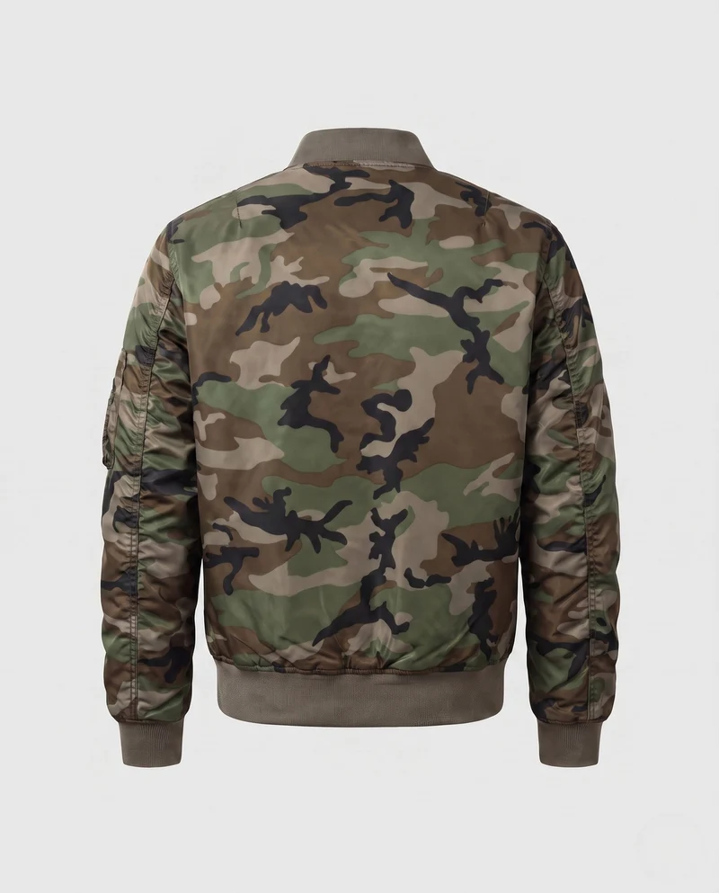 Herren Camouflage Flug-Bomberjacke mit Utility-Armtasche und gerippten Bündchen Nord Taschen