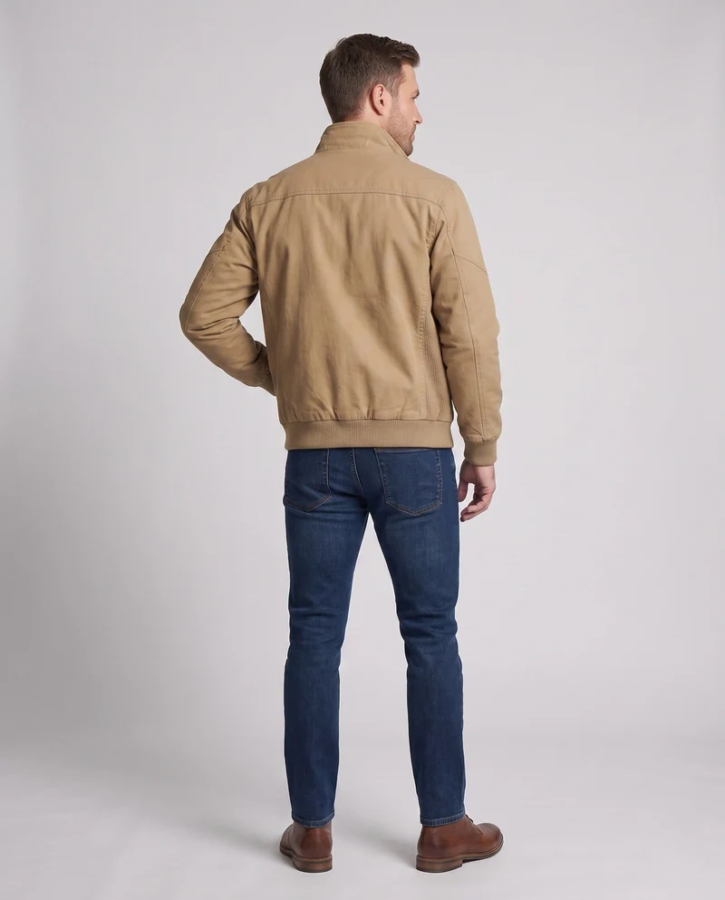 Herren-Canvas-Blouson mit gerippten Bündchen, verdecktem Frontreißverschluss und Camouflage-Futter Nord Taschen