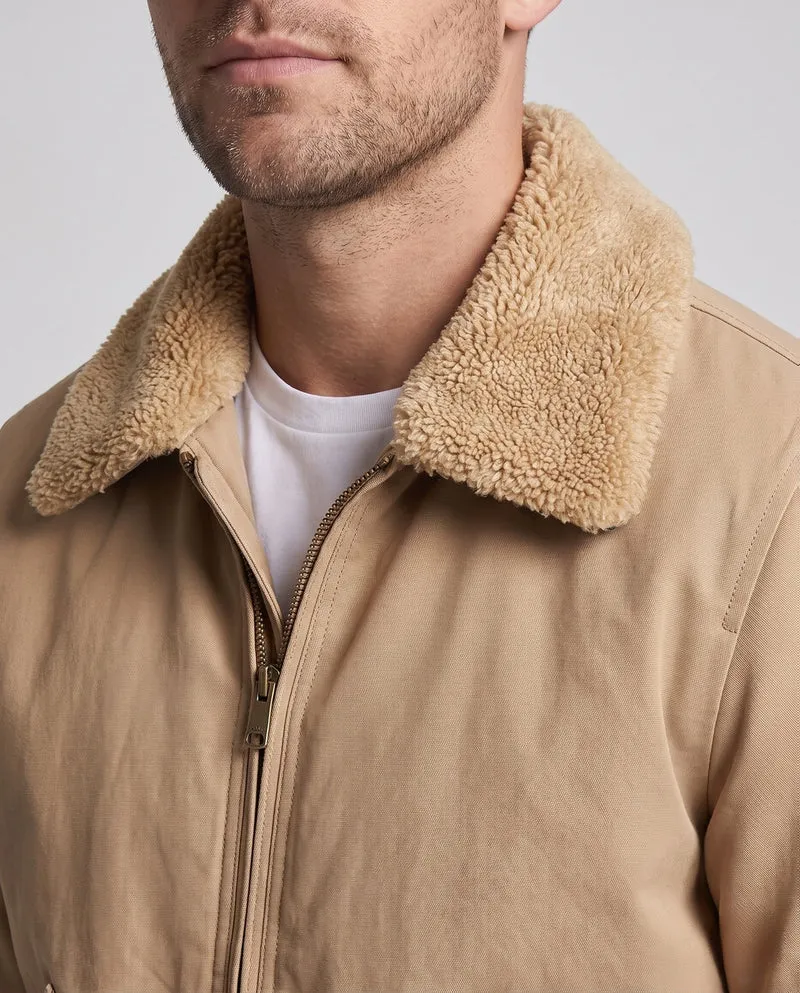 Herren Canvas Bomberjacke mit Teddykragen, Ärmeltasche und winddichter Außenschicht Nord Taschen