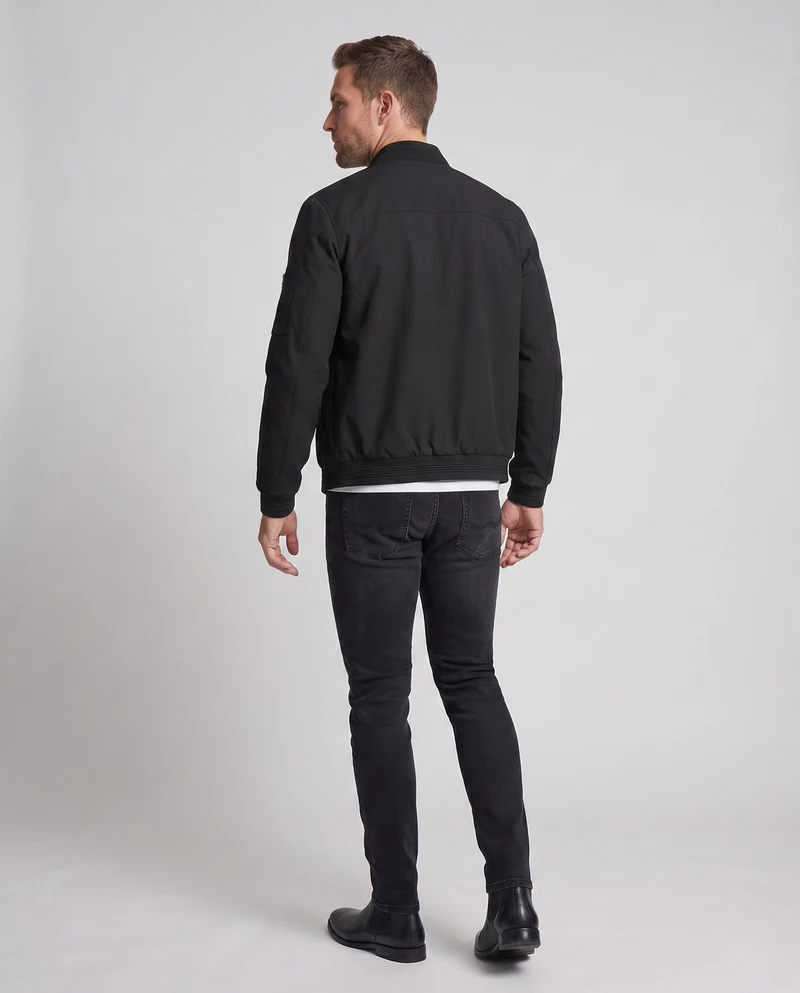 Herren kurze, cropped Bomberjacke im Pilotenstil mit Ärmeltasche und gerippten Bündchen Nord Taschen