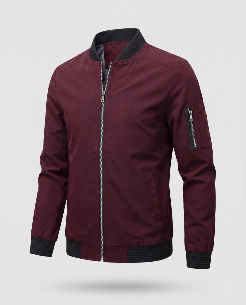 Herren kurze, cropped Bomberjacke im Pilotenstil mit Ärmeltasche und gerippten Bündchen Nord Taschen