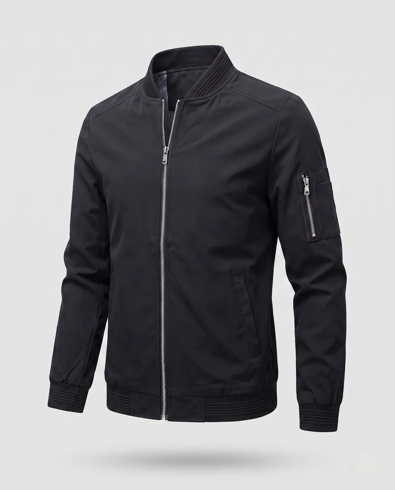 Herren kurze, cropped Bomberjacke im Pilotenstil mit Ärmeltasche und gerippten Bündchen Nord Taschen
