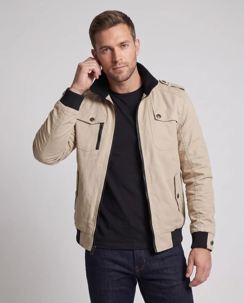 Herren Kurz Blouson Canvas Field Blouson im Utility-Stil mit hochgestelltem Stehkragen Nord Taschen
