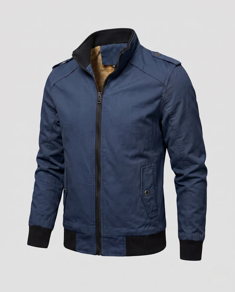 Herren Kurzjacke im Aviator-Look mit thermo Teddy-Futter und Schulterpaspel Nord Taschen