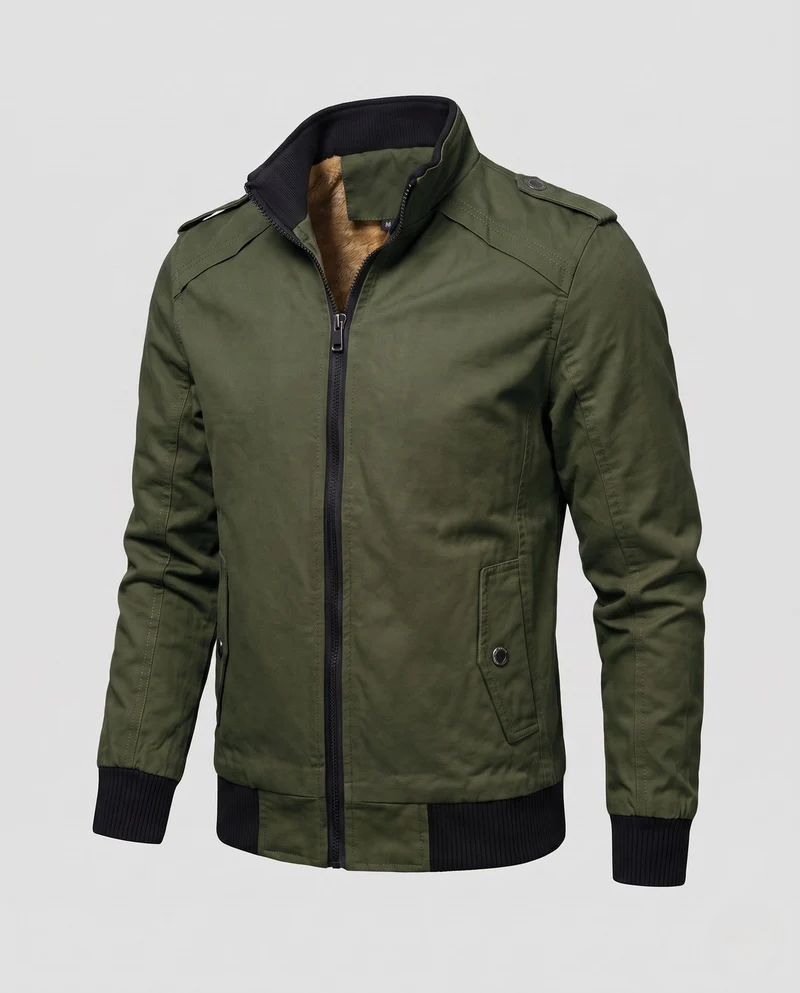 Herren Kurzjacke im Aviator-Look mit thermo Teddy-Futter und Schulterpaspel Nord Taschen