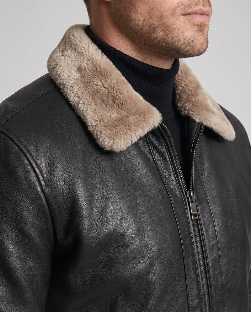 Herren Kurzjacke im Pilotenlook mit Kunstfellkragen und wärmender Wattierung Nord Taschen