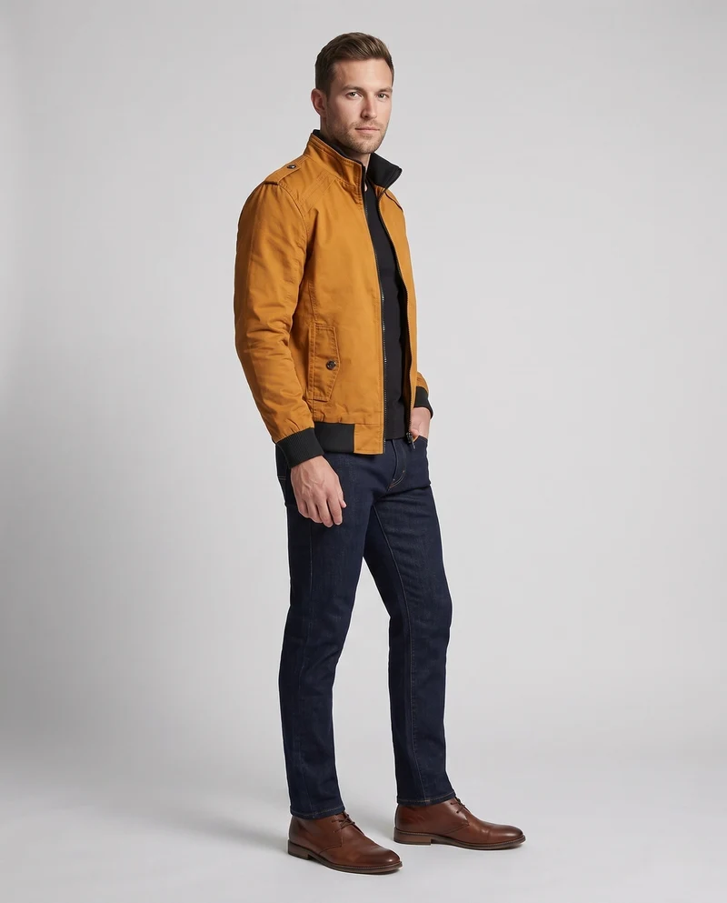Herren kurze Jacke mit Teddyfutter, Reißverschluss und Schulterklappen Nord Taschen