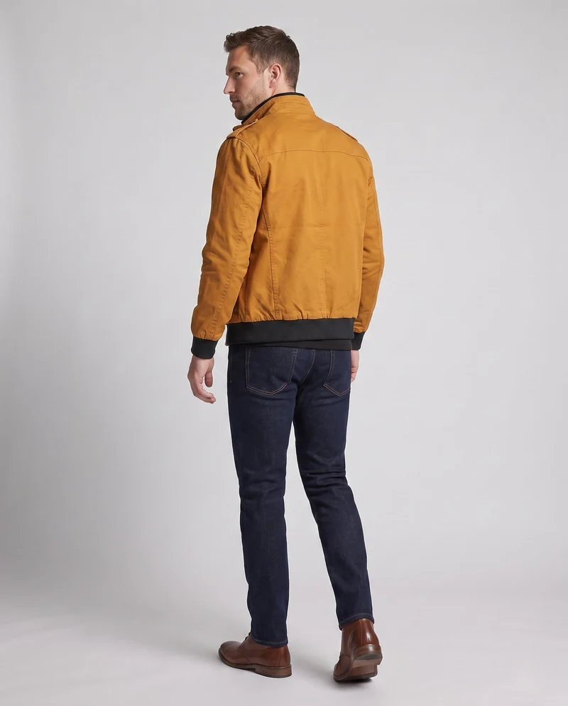 Herren kurze Jacke mit Teddyfutter, Reißverschluss und Schulterklappen Nord Taschen