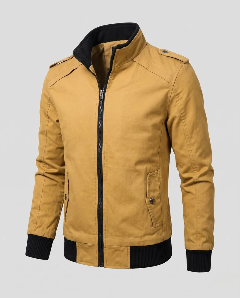 Herren kurze Jacke mit Teddyfutter, Reißverschluss und Schulterklappen Nord Taschen