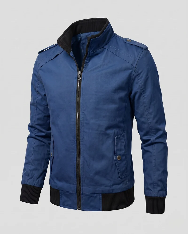 Herren kurze Jacke mit Teddyfutter, Reißverschluss und Schulterklappen Nord Taschen