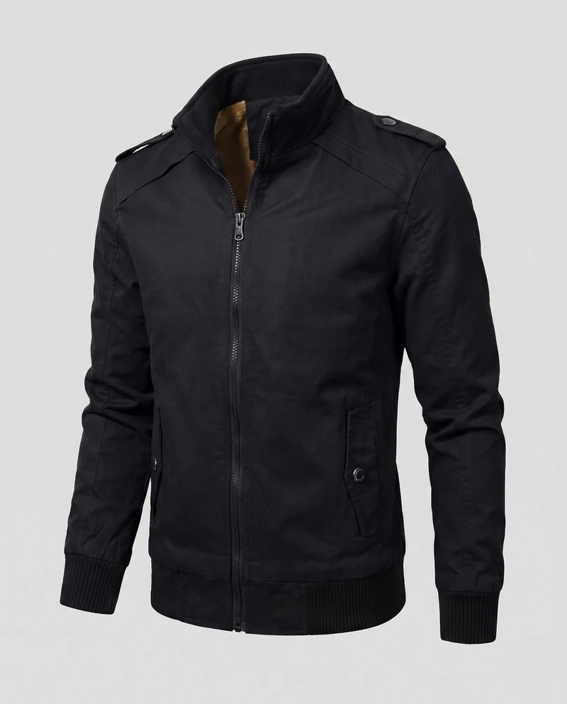 Herren kurze Jacke mit Teddyfutter, Reißverschluss und Schulterklappen Nord Taschen