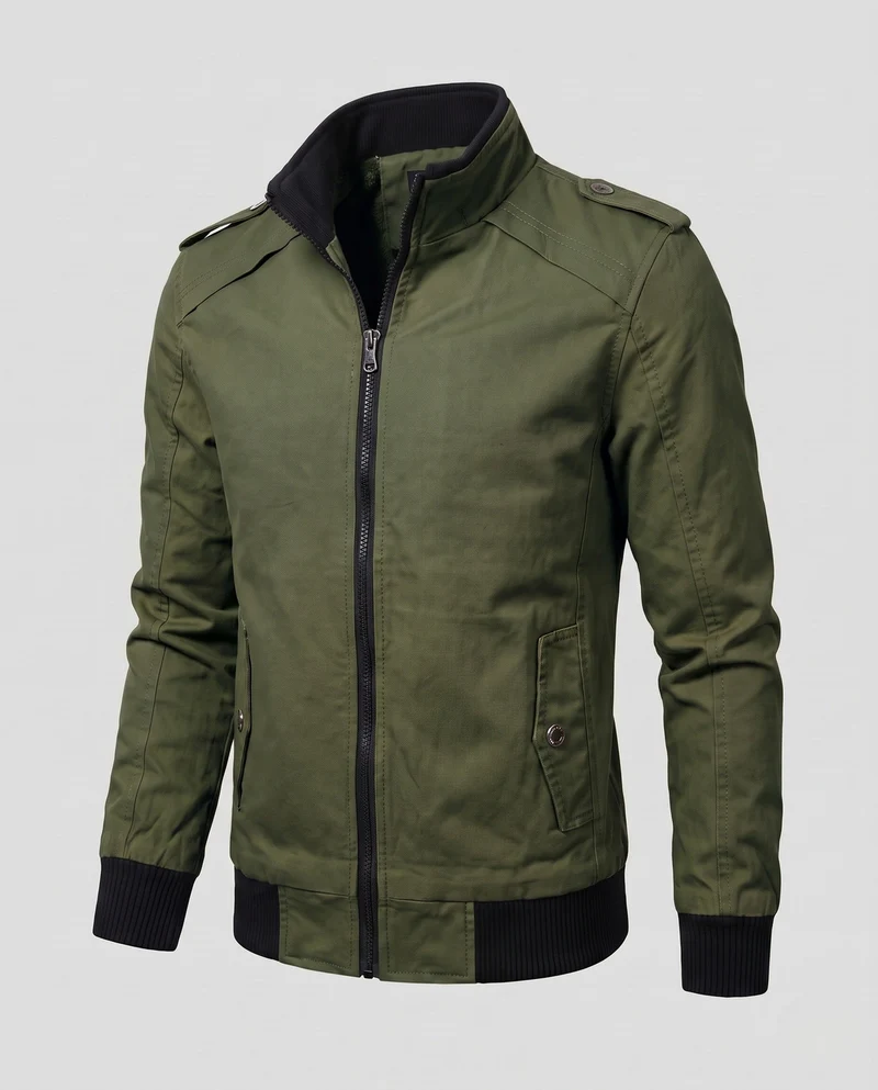 Herren kurze Jacke mit Teddyfutter, Reißverschluss und Schulterklappen Nord Taschen