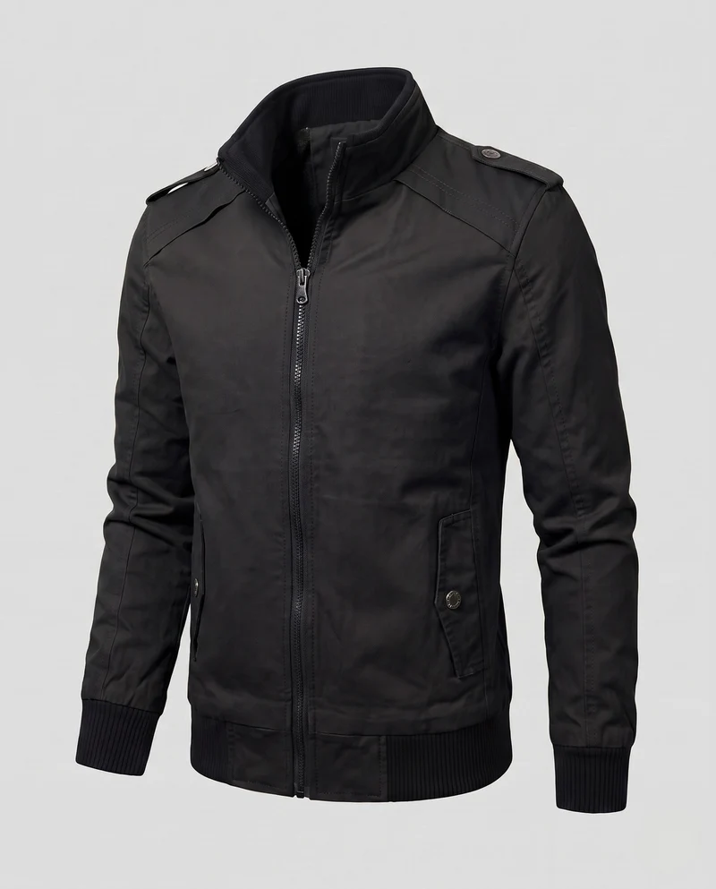 Herren kurze Jacke mit Teddyfutter, Reißverschluss und Schulterklappen Nord Taschen