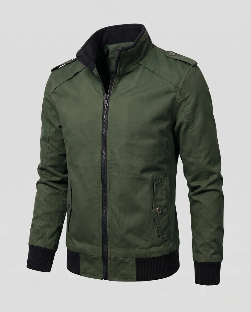 Herren kurze Jacke mit Teddyfutter, Reißverschluss und Schulterklappen Nord Taschen