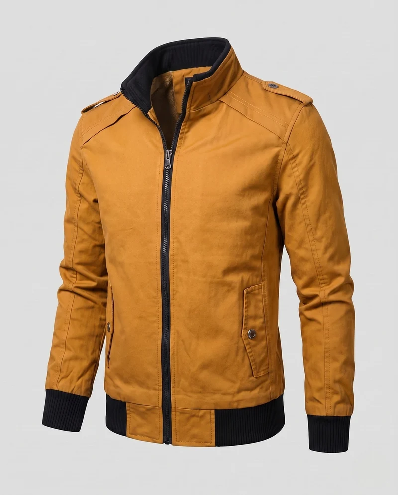 Herren kurze Jacke mit Teddyfutter, Reißverschluss und Schulterklappen Nord Taschen