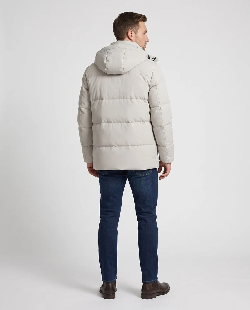 Herren Kurzparka im minimalistischen gesteppte Design mit verstaubarem Hut und verdeckten Reißverschlusstaschen Nord Taschen