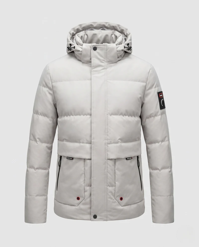 Herren Kurzparka im minimalistischen gesteppte Design mit verstaubarem Hut und verdeckten Reißverschlusstaschen Nord Taschen
