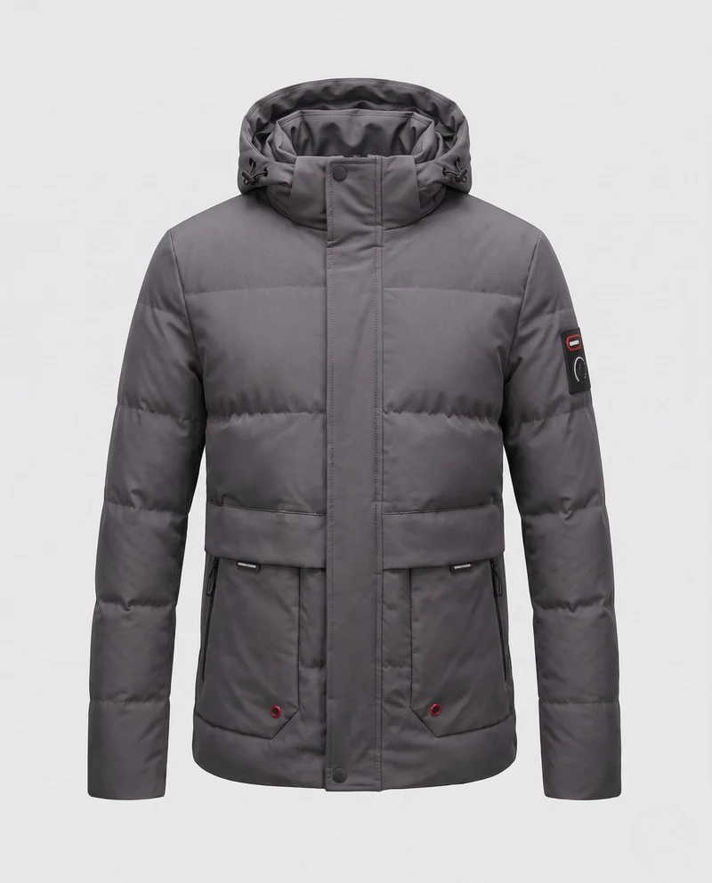 Herren Kurzparka im minimalistischen gesteppte Design mit verstaubarem Hut und verdeckten Reißverschlusstaschen Nord Taschen
