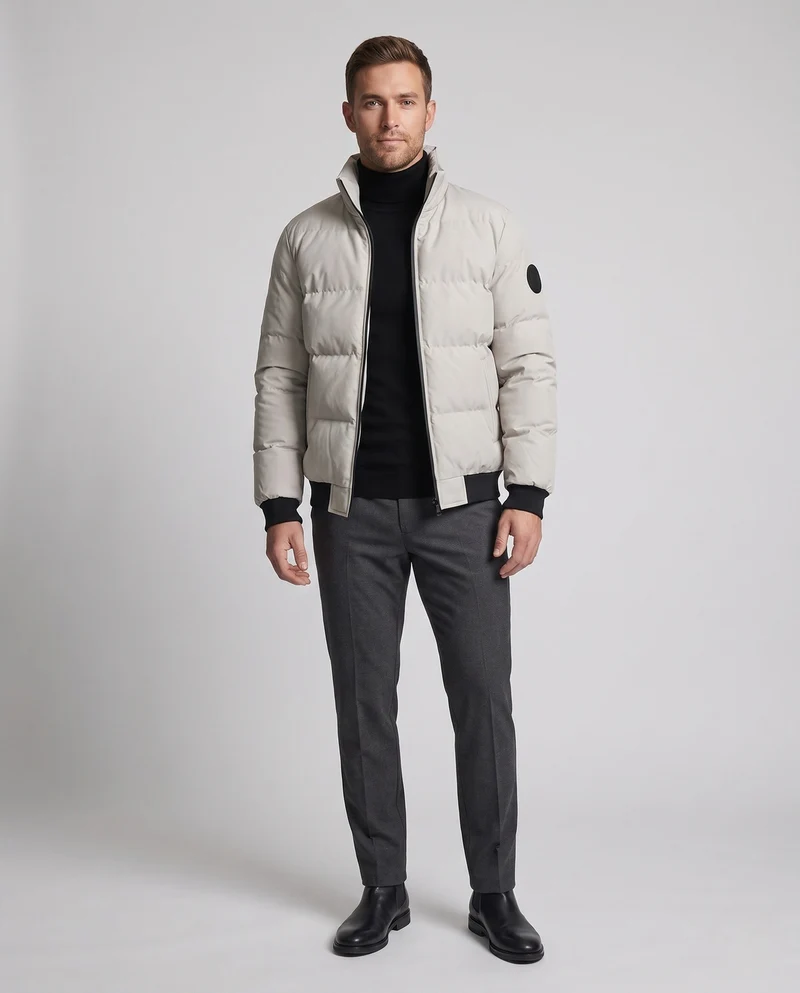 Männlicher kurzer Parka-Stil Pufferjacke mit winddichtem Außenmaterial und gerippten Bündchen Nord Taschen