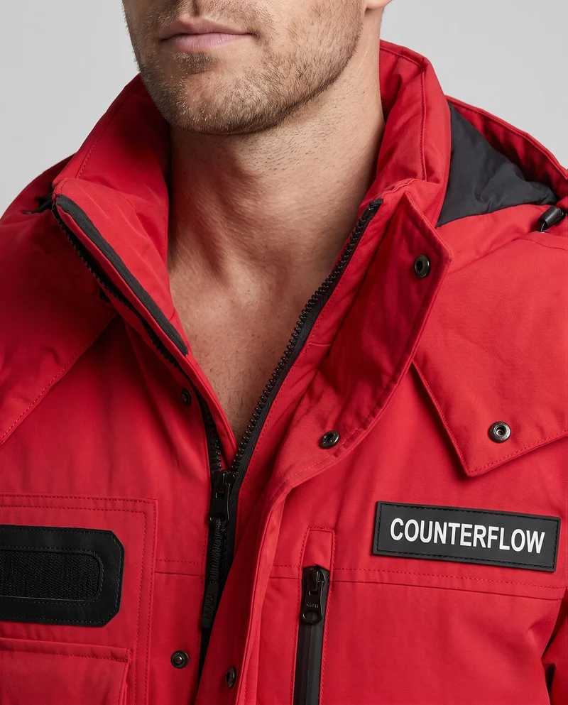 Herren längerer wasserdichter thermischer Parka mit Kapuze und reflektierenden Akzenten Nord Taschen