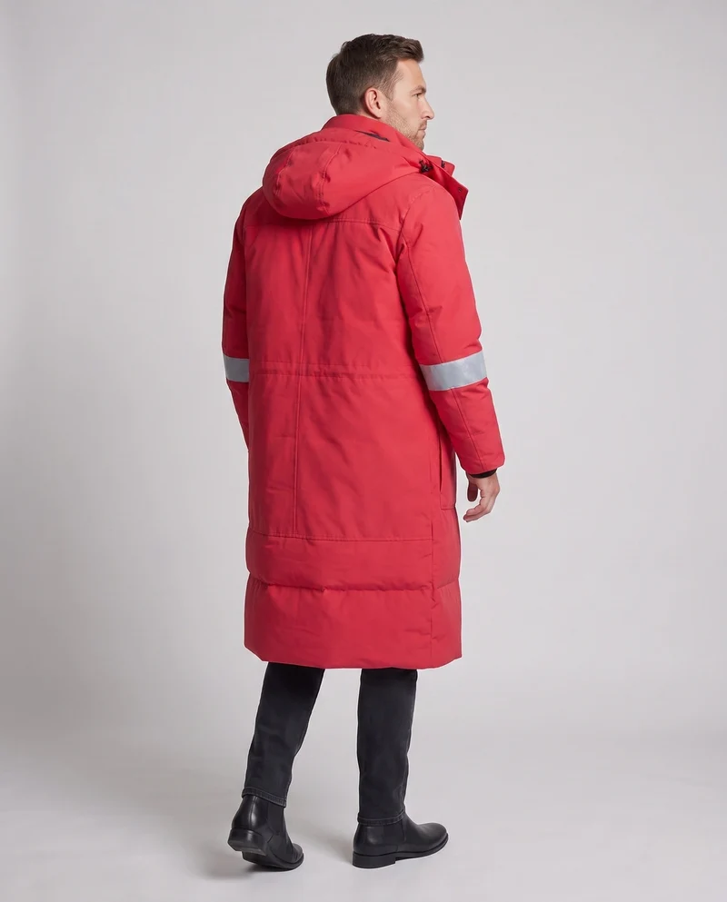 Herren längerer wasserdichter thermischer Parka mit Kapuze und reflektierenden Akzenten Nord Taschen