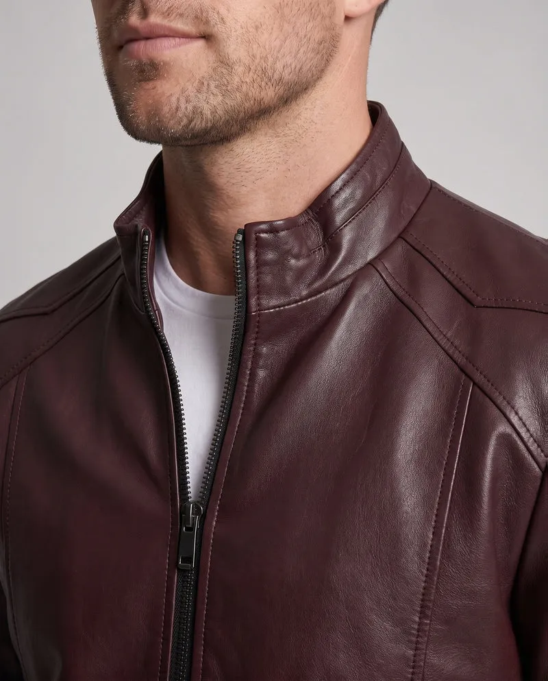 Herren Lederoptik Pilotjacke mit Stehkragen und Reißverschlusstaschen Nord Taschen
