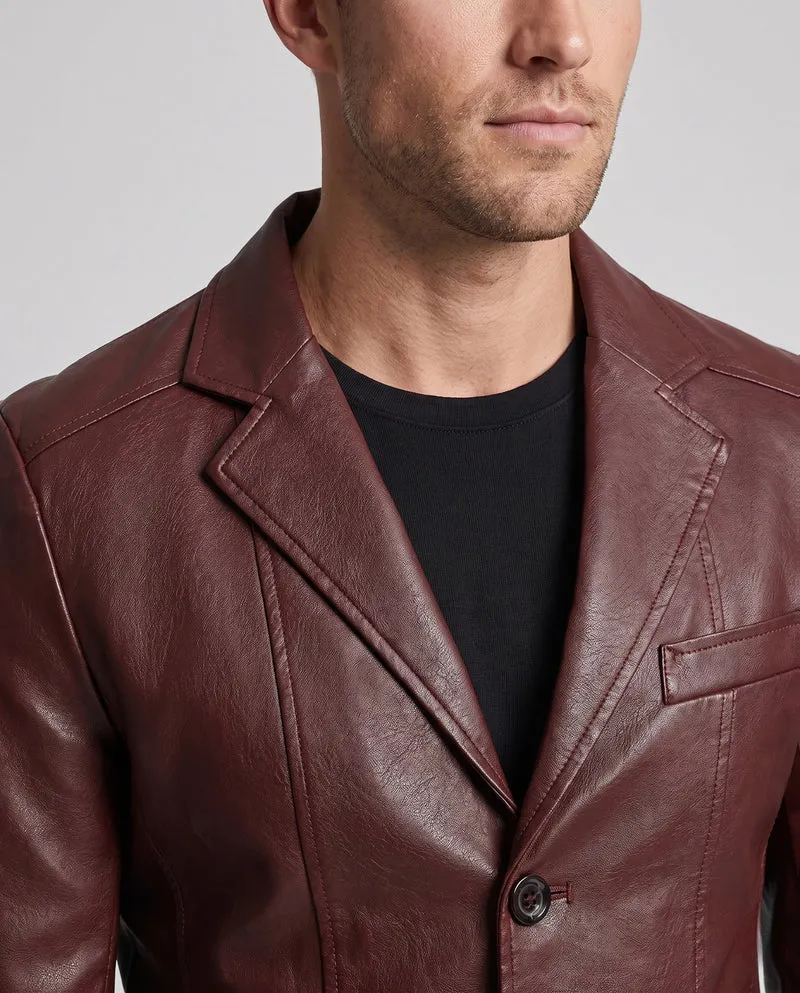 Herren Blazer aus Lederoptik mit thermalem Futter und Slim-Fit Nord Taschen