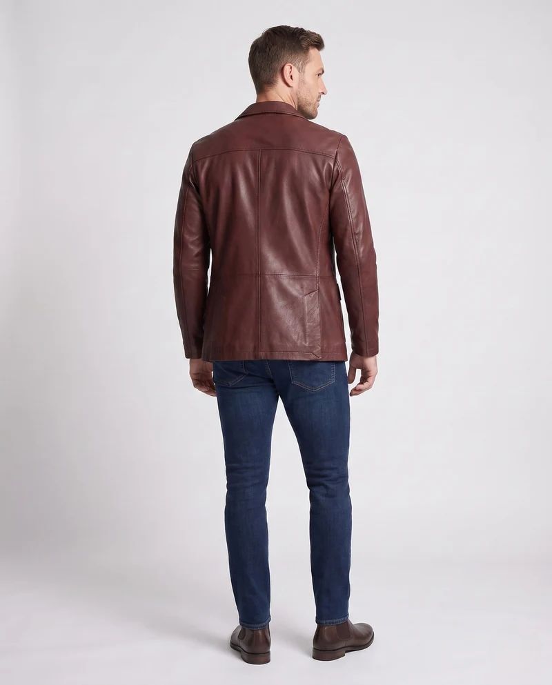 Herren Blazer aus Lederoptik mit thermalem Futter und Slim-Fit Nord Taschen