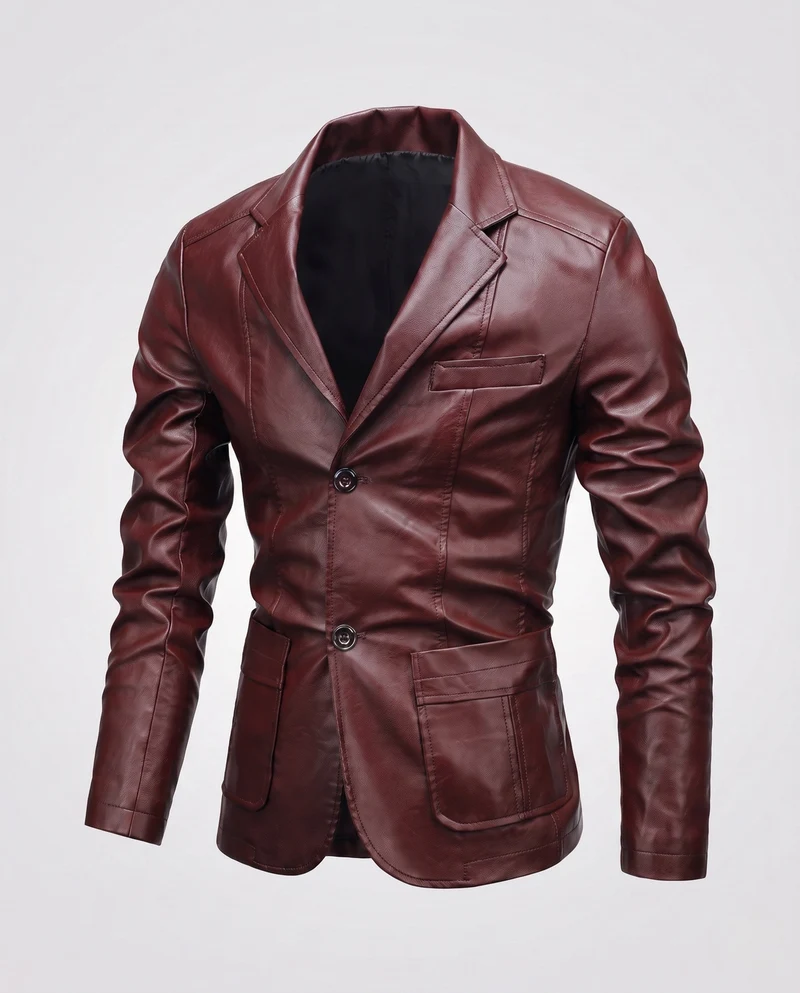 Herren Blazer aus Lederoptik mit thermalem Futter und Slim-Fit Nord Taschen