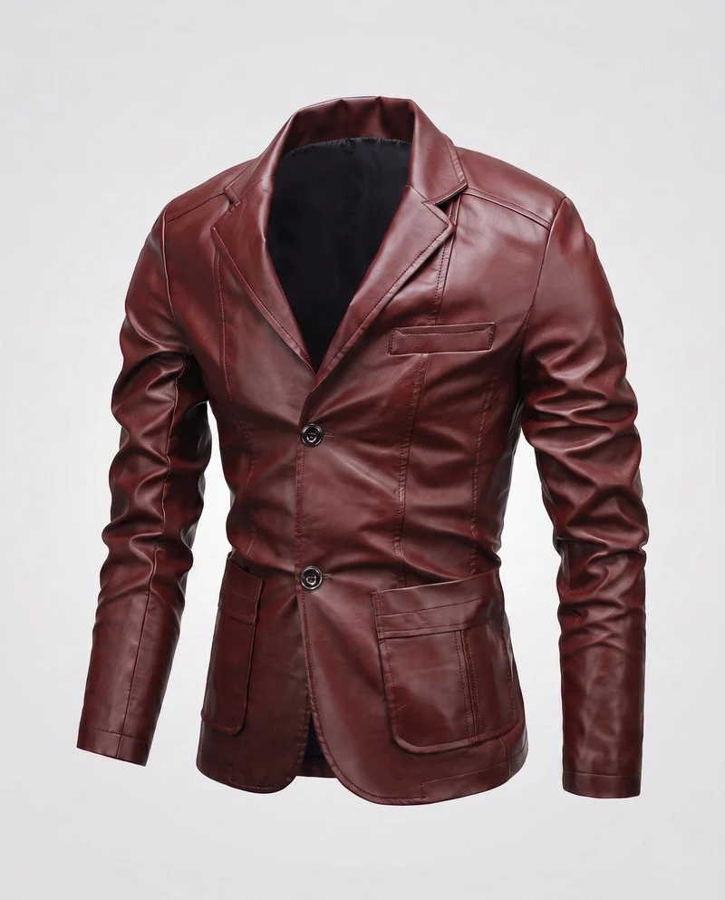 Herren Blazer aus Lederoptik mit thermalem Futter und Slim-Fit Nord Taschen